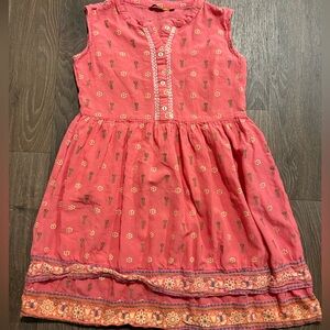 Coral Sleeveless Floral Mini Dress or Long Shirt